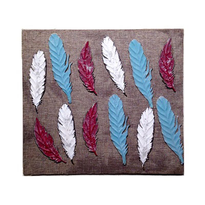 Set of 12 Feather Magnets with Board-